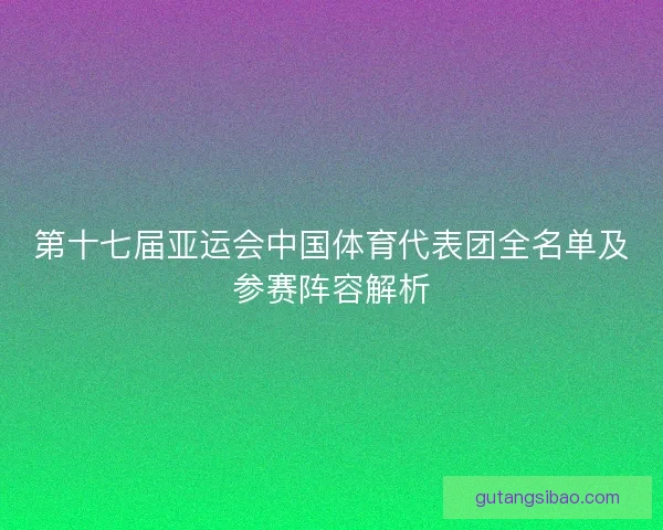 第十七届亚运会中国体育代表团全名单及参赛阵容解析