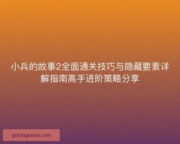 小兵的故事2全面通关技巧与隐藏要素详解指南高手进阶策略分享