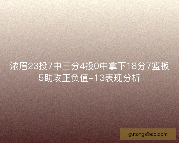 浓眉23投7中三分4投0中拿下18分7篮板5助攻正负值-13表现分析